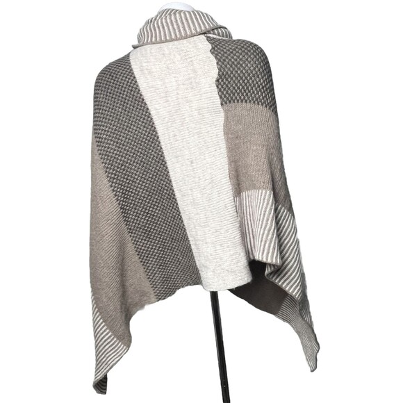 Persaman NY Cowl Neck Poncho Wrap Luxury Designer Wool Mohair Neutrals Brown o/s - Picture 3 of 5
